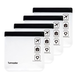 Pack of 4 Airport Approved Transparent Toiletry Bags, Leak-proof Airport Safety Approved Liquid Bags, 20 x 20 cm, Waterproof Travel Toiletry Bags for Liquids and Cosmetics, 4pc-black