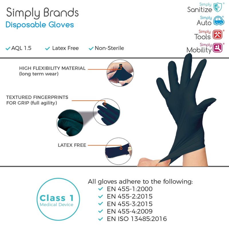 Black medical grade Nitrile gloves - Strong, Multi-Purpose, Powder Free
