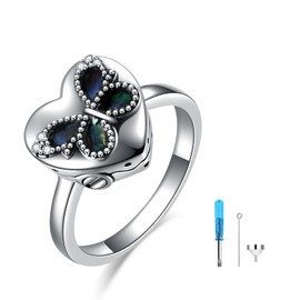 Butterfly Urn Ring for Ashes 925 Sterling Silver Cremation Butterfly Jewelry for Women Heart Urn