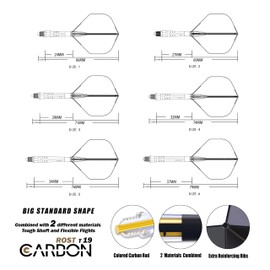 CUESOUL Rust T19 Carbon Integrated Dart Wave and Flight, Large Standard Shape, Set of 3
