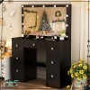 Yamissi Modern Black Dressing Table with Hollywood LED Mirror Large