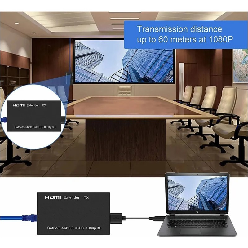 Extensor De Red Hdmi Cat5e/6 Full Hd 1080p De 60m