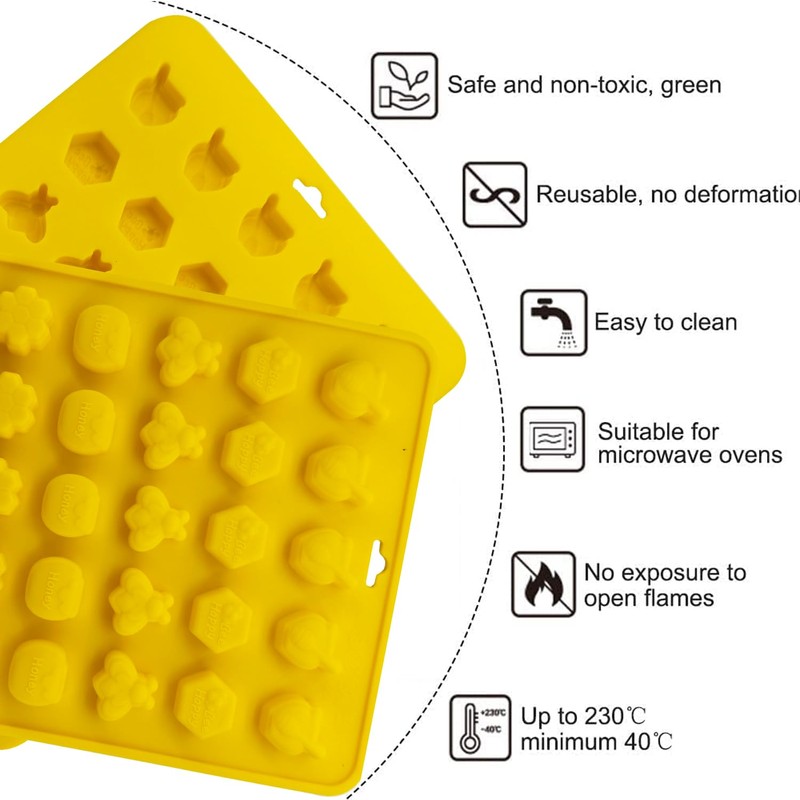 2Pack Honey Bee Chocolate Mold Bee Silicone Molds Honeycomb Chocolate