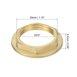 sourcing map G3/4 Pipe Fitting Hex Flange Lock Nut Locknut Female Threaded Fastening Thin Nut for Plumbing, Brass 1Pcs