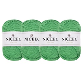 NICEEC 4 Skeins Soft Tube Yarn, 100% Acrylic, Easy Crochet & Knitting, Beginner Friendly, DIY Craft Yarn - Spring Green