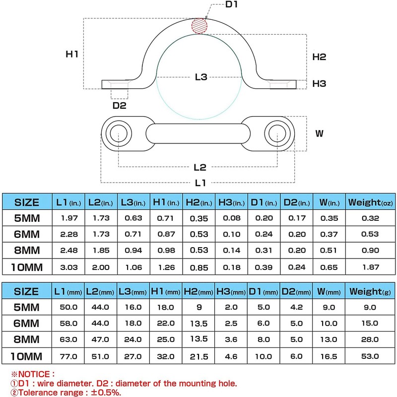 9Tong Tie Down Deck Loop Steel Stainless Hardware Deck Loop
