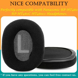 TaiZiChangQin RP-HT480C Upgrade Ear Pads Ear Pads Replacement Compatible with Panasonic RP-HT480 HT480cs Headphones Velour Black