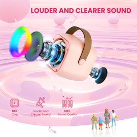 Mini Karaoke Machine for Kids Adults, Portable Bluetooth Speaker with Wireless Karaoke Microphone, Karaoke Toys Gifts for 4, 5, 6, 7, 8, 9, 10, 12 Year Old Girls Birthday Gifts Home Christmas Party