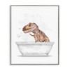 Stupell Industries T-Rex Dinosaur in Bubble Bath White Brown, Designed