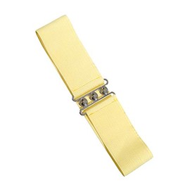 Banned Retro Vintage 1950's Elasticated Wide Nurse Belt - Pale Yellow (Large - UK 12-18)