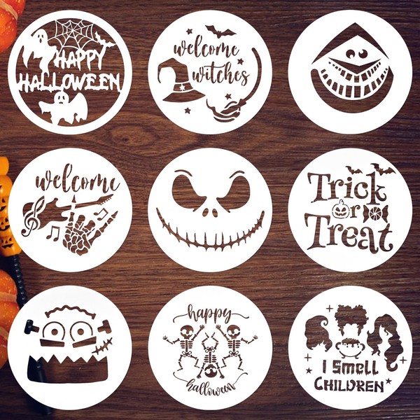 HUAKENER 9 Pcs Halloween Stencils for Painting, 12 Inch Large