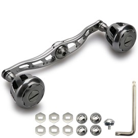 HEIGHTEN 5.1/4.7 inches (130/120 mm) Reel Handle with 1.3 inch (32 mm) Knob for Shimano Daiwa Abu Garcia Universal Bait Reel Wheel Series (4.7 inches (120 mm) - Gunmetal) (901)