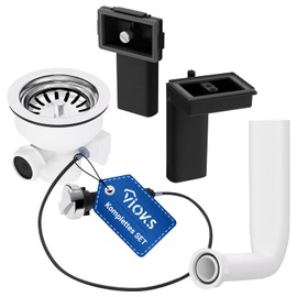 VIOKS Sink Strainer Set Diameter 114 mm with Excenter Valve and Rotary Actuator/Drain Strainer Kitchen Sink & Overflow / Drain Fitting Sink