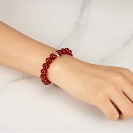Philip Jones Carnelian Gemstone Bracelet with Paw Charm Created with Zircondia® Crystals