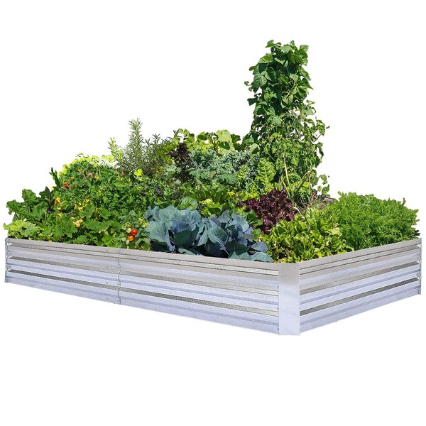 FOYUEE Galvanized Raised Garden Beds for Vegetables Large Metal Planter