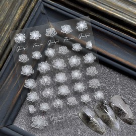 COLORBIRD Nail Sticker Flower Translucent Translucent Flower Elegant Cute (to338 White)