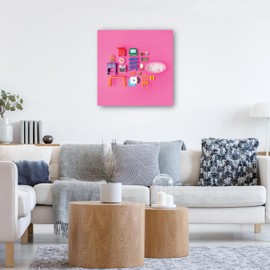 Fine Art Canvas Dollhouse Inventory 6 Canvas Wall Decor by Artist Pepino de Mar Studio for Living Room, Bedroom, Bathroom, Kitchen, Office, Bar, Dining & Guest Room - Ready to Hang - 37 in x 37 in