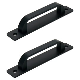Geesatis 2 Pcs Garage Pulls/Sliding Barn Door Handles/Gate Handles/Furniture Decorative Pulls, with Mounting Screws, Matte Black, 5 inch / 128 mm Hole Center