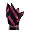 BUYYOURTIES Black - Fuchsia Stripe Pocket Square