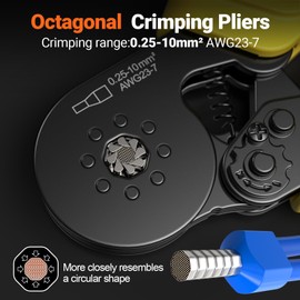 Preciva Ferrule Crimping Tool Kit, Octagonal Wire Ferrule Crimper with 1300PCS Single & Twin Ferrules Connectors, Self-Adjustable Ratchet Ferrule Terminals Crimper AWG 23-7