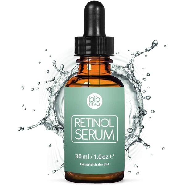 Retinol Serum - 2.5% Retinol Liposome Delivery System with Vitamin C, Aloe, and Vegan Hyaluronic Acid - High Strength Anti Aging Serum for face décolleté and body from Bioniva 1oz