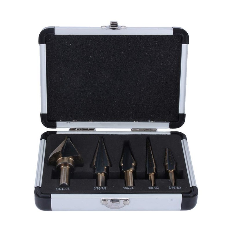 Cocoarm HSS Step Drill 5 Pieces Cone Drill Set Titanium