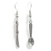 Knife (25x4mm) and Spoon (24x6mm) - Silver alloy charm dangle