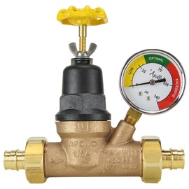 Apollo Expansion PEX 3/4" Bronze Double Union PEX-A Water Pressure Regulator w/Gauge