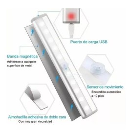 Quality Sensor Movimiento 10 Luces Led Nocturnas Usb Recargables 2pz