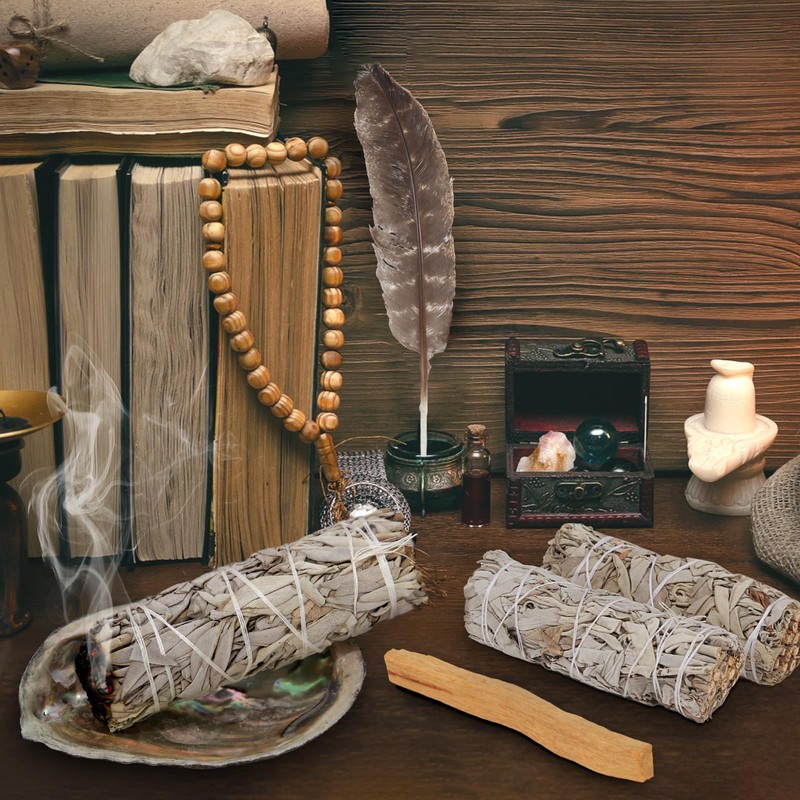 Nutgun Sage Smudge Kit - 3 White Sage Sticks, Palo