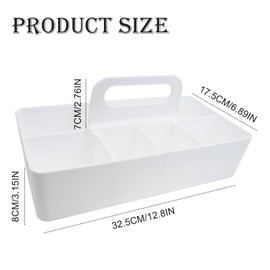 WSAMJIN Multipurpose Caddy Organizer, 8 Slots Basket Bin With Handle, Plastic Art Supply Storage Organizer Stackable Desk Organiser Make Up Caddy for Office, Bathroom, Crafts (32.7×17.2×8.5cm)