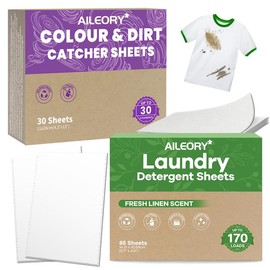 Eco-Friendly Laundry Detergent Sheets and Dye-Resistant Sheets - Contains 85 Laundry Detergent Sheets and 30 Color Catching Sheets - Color: Color Catcher Shee