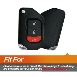 EYANBIS Silicone Key Fob Cover Fit for Jeep Wrangler JL JLU Rubicon Jeep Gladiator JT Sahara JLU Flip 3 Buttons | Car Accessories | Remote Key Protection Case - Black & Purple