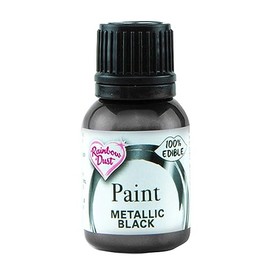 Rainbow Dust Pearl Food Colouring, Edible Paint in Pearlescent Colours, Ready to Use, Easy to Apply, Create Cakes & Cupcakes with an Indulgent Shimmer - Black 25ml