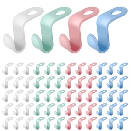 GOTFUN 60 Pcs Clothes Hanger Connector Hooks Multicolor Connector Hooks, Wardrobe Space Saver Hangers Mini Cascading Hanger Extender Clips for Clothes Coat Wardrobe Closet(4 Colours)