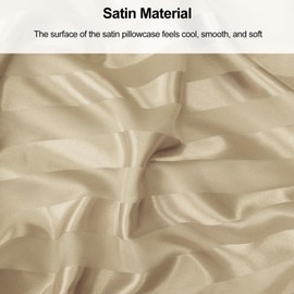 Lirex 2 Pack Satin Pillow Cases - Softer Than Silk Pillowcase for Hair and Skin, Standard Size with Zipper Closure, Cooling Pillow case with Khaki Stripes, 50 x 75 cm