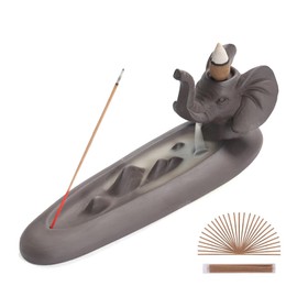 Elephant Incense Holder - Ceramic Incense Burner for Sticks & Cones, Aromatherapy, Yoga, Meditation - Home Desk Decor, Gift for Relaxation & Spiritual Wellness