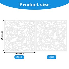 6 Pcs Knockdown Texture Spray Stencil Drywall Repair Tool 8 x 8 Inch Plastic Texture Stencil Drywall Tools Plaster Wall Panels for Wood Wall Profession DIY Supplies