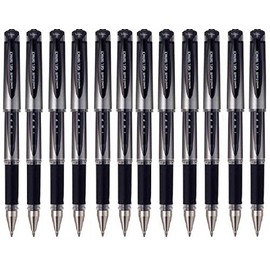 Uni-Ball UM-153S Gel Impact Rollerball Pens - Broad 1mm Tip - Black Ink - Pack of 12
