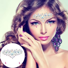 Lamkrtlp Face Gems Glitter, 2 Pcs Face Glitter Festival Face Stickers Set Face Glitter Stickers for Carnival, Face decal Temporary Tattoos for Holiday Party