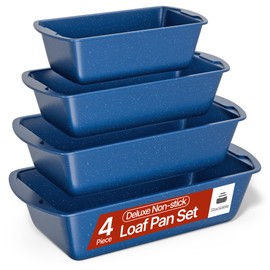 Nonstick Loaf Pan Set Pack of 4, 7" to 11" Large Baking Bread Pan, Oven Safe Up to 450°F, PFOA, PFOS, PTFE Free, Space Saving Stackable Design, Stain Resistant, Dishwasher Friendly, Blue Marble