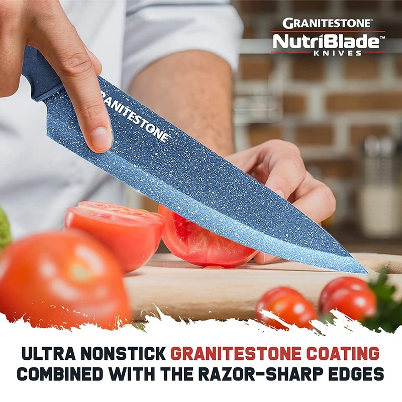 Nutriblade Knife Set with Block by Granitestone 6-Piece Professional Kitchen