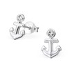 Crystal Anchor Stud Earrings 925 Real Silver Earrings, Cubic Zirconia