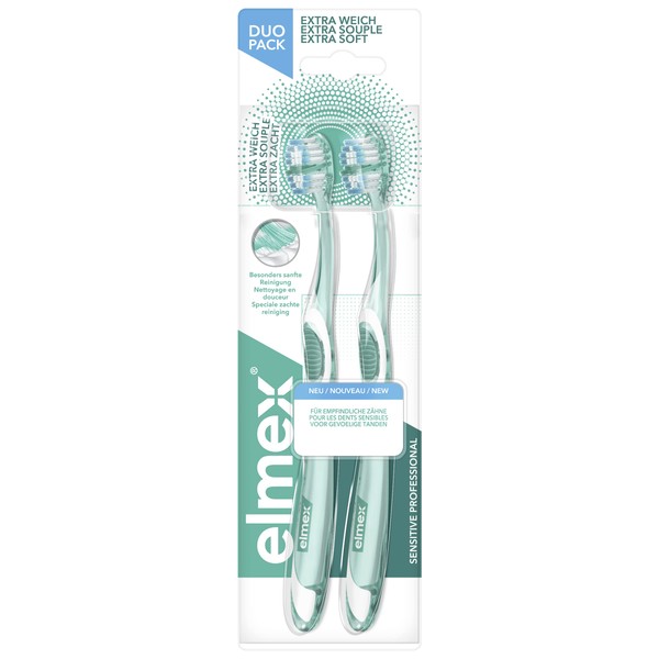 elmex Zahnbürste sensitive Professional, weich, 2 Stück - Handzahnbürste für schmerzempfindliche Zähne und Zahnfleisch