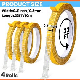 YINTTIAN Double Sided Fabric Tape Heavy Duty for Hem, Fashion Dress, Cloth, Curtains, High Adhesive Sticky but Removable, No Sewing or Ironing Need, 0.31in x 33FT/10m x 4Rolls