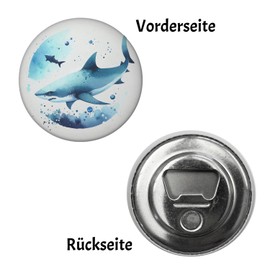 Shark in Water Magnet with Bottle Opener Round Shark Motif Floating Predator Fish in the Ocean Strong Sea Predator Sea Life Fish Magnet