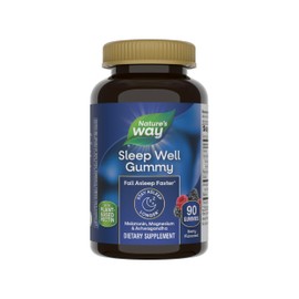Nature’s Way Sleep Well Melatonin and Magnesium Gummies, Sleep Support for Adults*, with Ashwagandha, Berry Flavored, 90 Gummies
