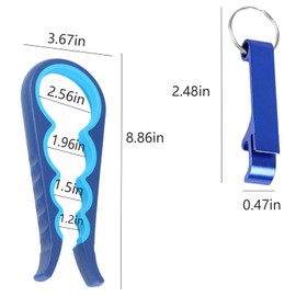 Easy Jar Bottle Opener Kit, 1 Pcs 4-in-1 Jar Opener and 3 Pcs Bottle Opener Keychain, Bottle Opener Keyring Low Strength Aided Jar Opener, for Weak Hands Arthritis Hands, Elderly and Children