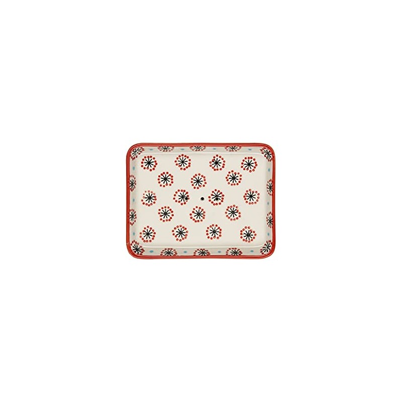 Tranquillo Square Soap Dish Retro Stoneware Hand Printed Rounded Corners