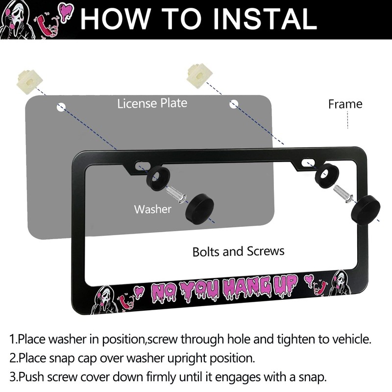 Scream Ghost Skull Face License Plate Frames - 2 Pack